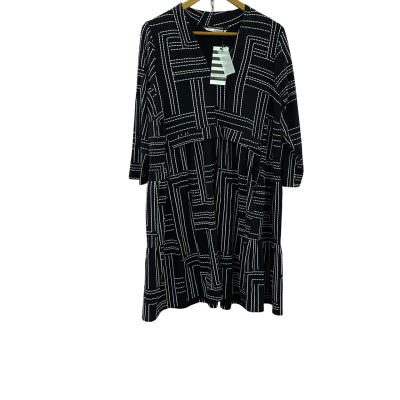 Pretty Basics by Taking Shape Women's Natural Essie Tunic Dress Plus Size 12 Black with White Design