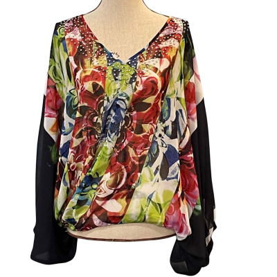 Charlie Brown Womens Size S Short Sleeve Top Black/Multicoloured