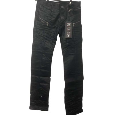  Mens Jeneric Jeans Size 30 Black Slim fit Leather Look Pants