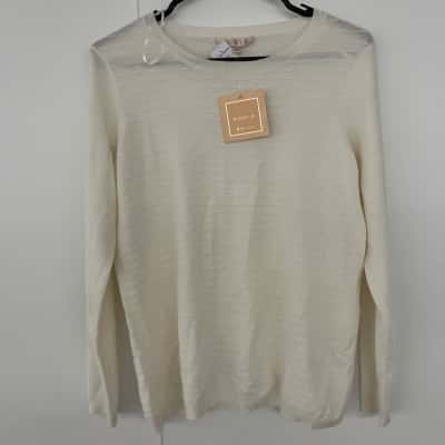Noni B Womens  Size S pale yellow viscose & nylon sheer sweater