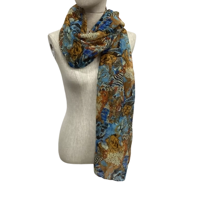 Into Africa Big 5 One Size Scarf Blue / Brown 