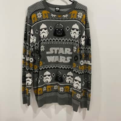 Star Wars Mens  Size XL Crew Neck Jumper Black  / Burnt Orange / Cream / Grey 
