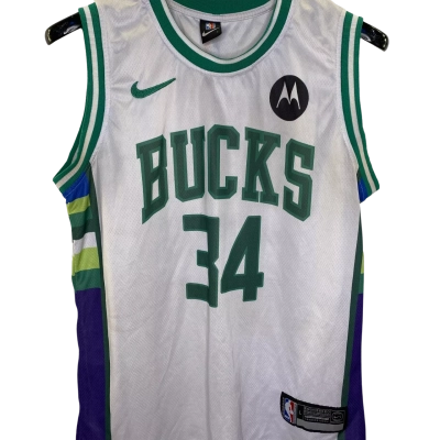 NBA Bucks 34 Mens  Size L Jersey Green / White 