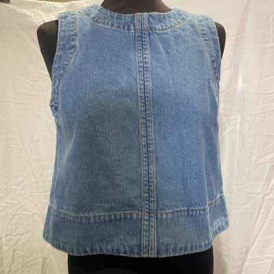 Seed Heritage Size 8 Denim Sleeveless Top Blue 