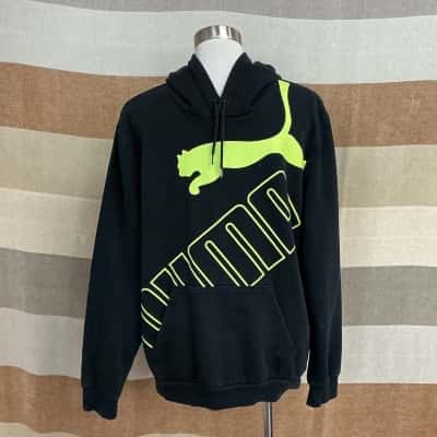 Puma Mens  Size L Hoodie Black  / Green / Pattern 