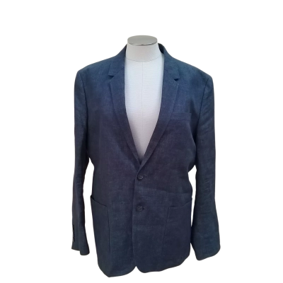 Womens COS 100% Linen Blazer/Trousers Set Navy Blue Size 48