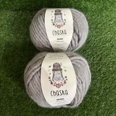 Chaska Alpaca Yarn - Arawi Super Chunky x 2 (Col 908 Light Grey)