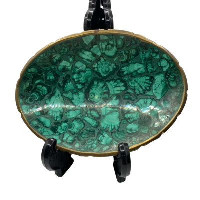 Malachite & brass dish