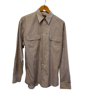 “Bisley” Mens  Size M Long Sleeve Shirt Checked / Maroon / Off White 