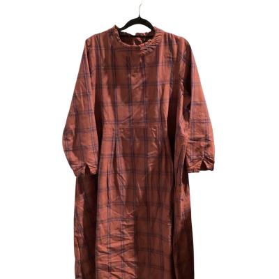 Unbranded Womens  Size 12 / 14 / 16 Long Sleeve Dress Brown with Blue