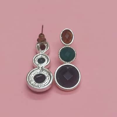 Silvertone Tri-Layered Earrings