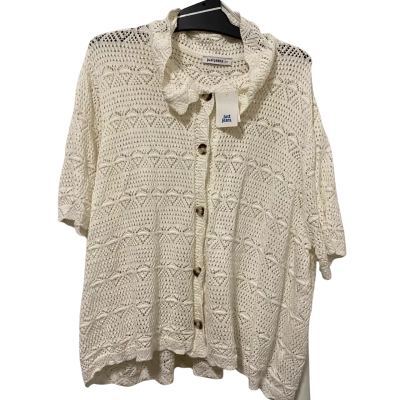 Just Jeans Womens  Size 24 Button Up Top Cream 