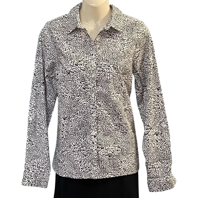Regatta Womens Size 10 Long Sleeve Shirt Black/Pattern/White