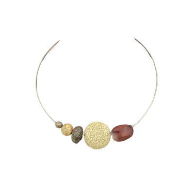  Womens Necklace Natural Gemstones on Silver Tone Choker 