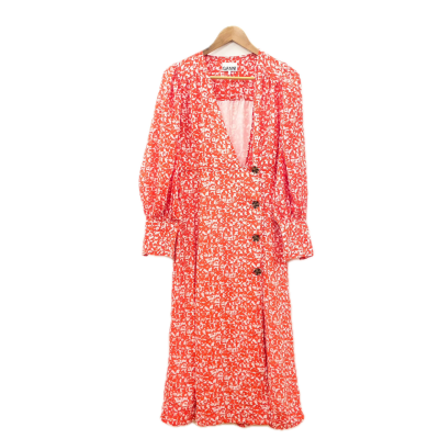 Ganni Womens Dress Size 38 Red / White 