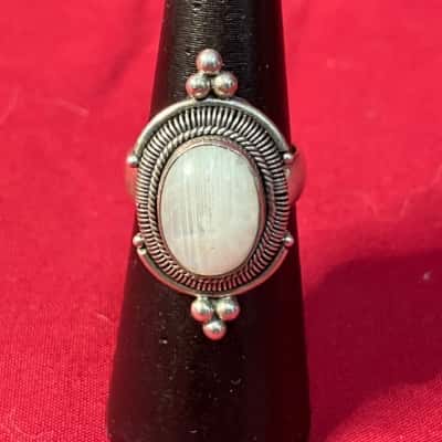 Women's Moonstone Ring 925 Silver 