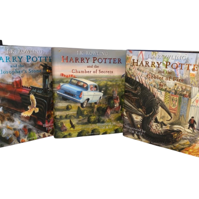 3x Illustrated Harry Potter Books (The philosopher‘s Stone, The chamber of secrets, The goblet of fire)
