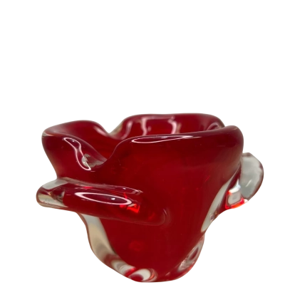 Red Art Glass Murano Style Ashtray / Bowl