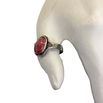 925 Stamp Womens Finger Ring with Pink Stone  #17