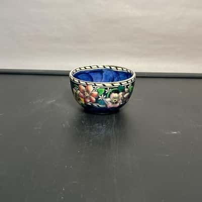 Vintage Maling English Porcelain CLEMATIS Blue Lusterware bowl