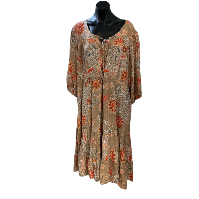 Jaase Womens  Size 20 Babydoll Dress Brown / Burnt Orange / Floral / Pattern 