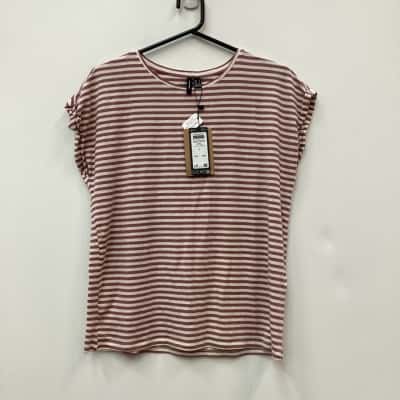 NEW - Vera Moda  Womens Stripe Top   Size S  Rose and Pristine
