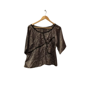  Womens  Size  8 3/4 Sleeve  Blouse Brown / Pattern 