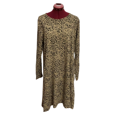 Betty Basics Womens  Size 12 Casual Dress Animal print / Beige / Black  