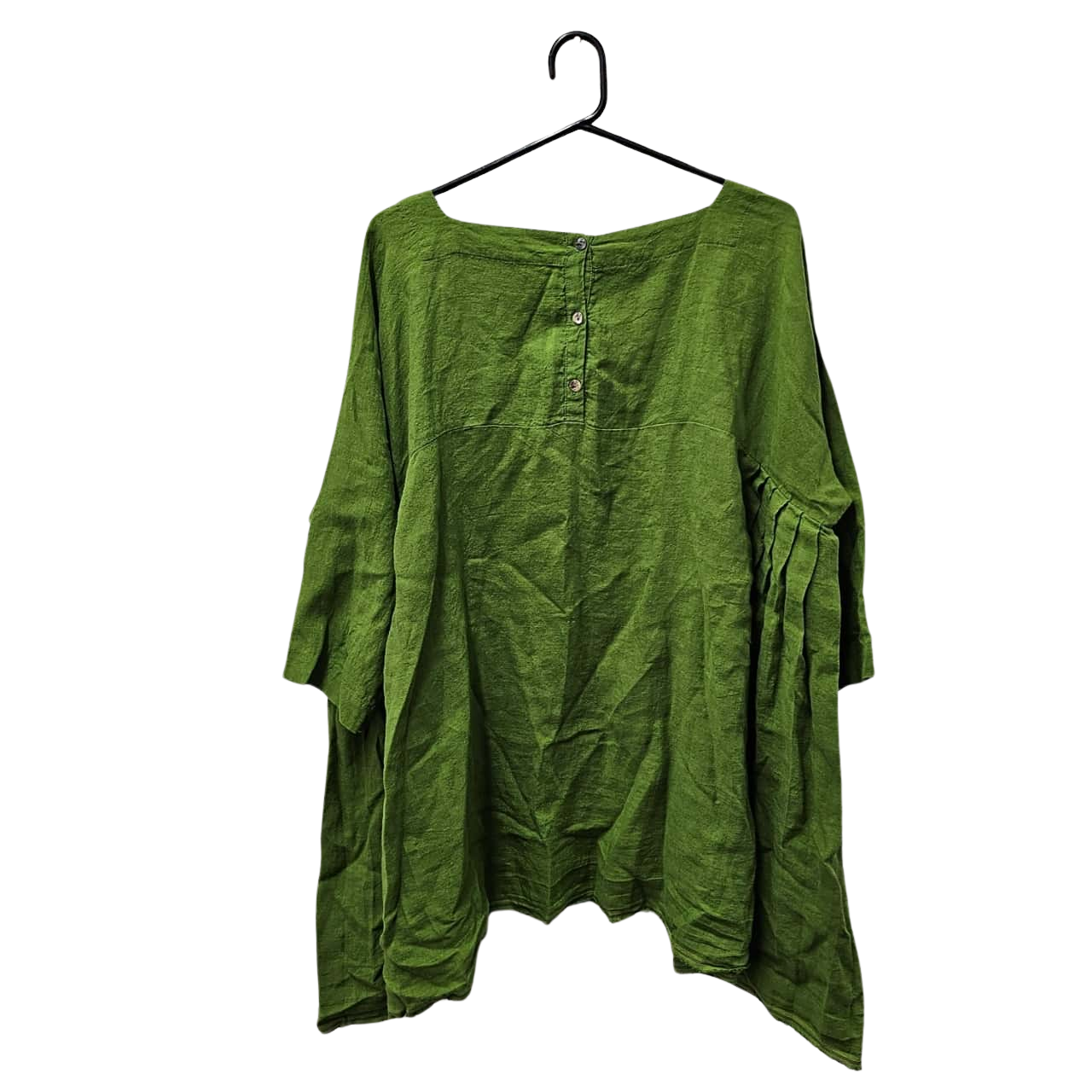 Banana Blue Womens Size 12 Linen Oversized Short Sleeve Green Blouse (s)