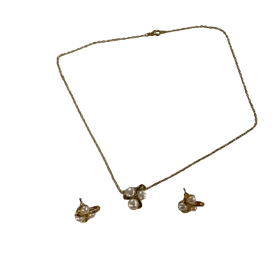 Gold Plate Pearl Look Set