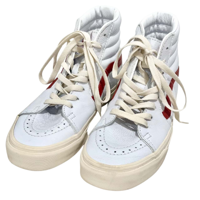 Vans White Ankle Boots Red Detail Size 7.5