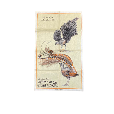 Australian Lyrebirds Hervey Bay Tea Towel