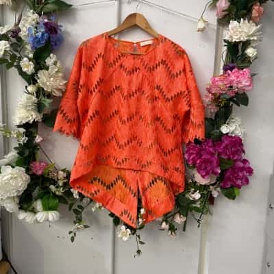 Sass & Bide Womens  Size 10 3/4 Sleeve Top Orange 
