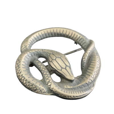  Unisex Silver -tone snake belt buckle
