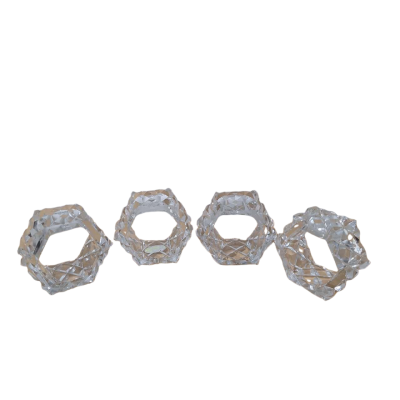 Vintage Crystal Diamond Cut Napkin Rings - set of 4 