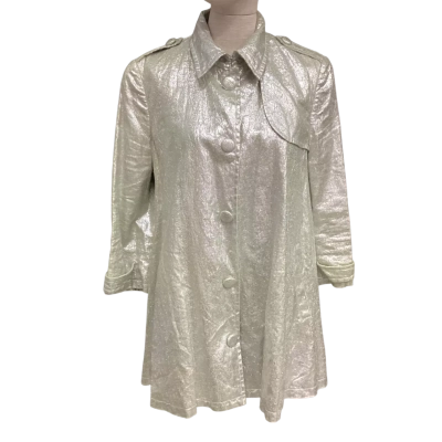  Vintage Gryphon New York  Size M Swing Coat Silver with Green Shine