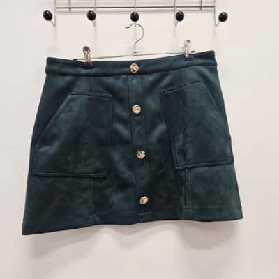 Tokito Petites Green Suede Mini Skirt Size 14 BNWT RRP$