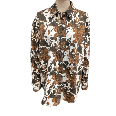 Mela Purdie Oversized  Size 8 Long Sleeve Shirt Black  / Brown / White 