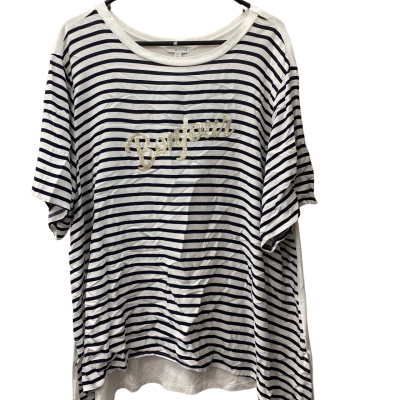 W.Lane Womens  Size XXL Short Sleeve Shirt Black  / Striped / White 