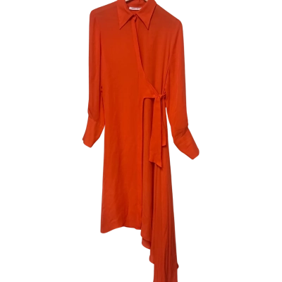 Bianca Spender Sheer Silk Shirt Dress Size 8 Orange