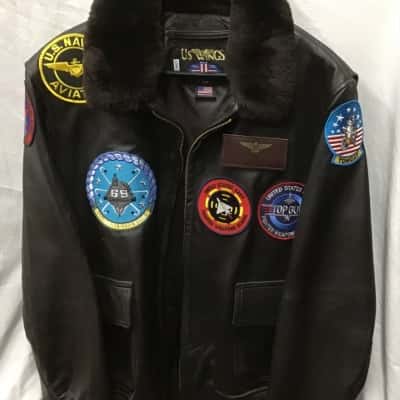 US Wings Mens Top Gun Leather Jacket Size XL/XXL Brown 