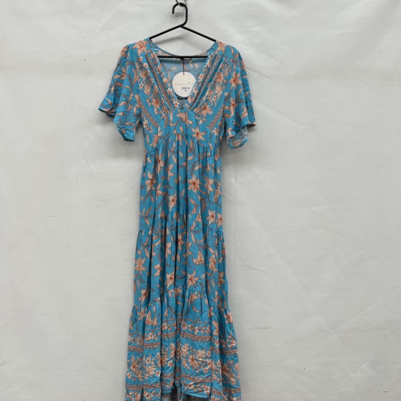 Salty Bright Womens Size 8 Maxi Dress Blue / Floral (s)