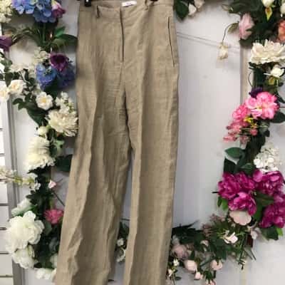 Morrison size 1, Green / Grey Linen Trousers 