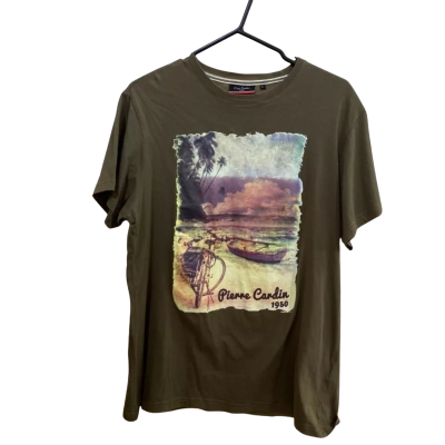 Pierre Cardin Mens  Size L Short Sleeve Shirt Beige 