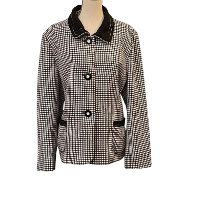 Ricki Renee Womens Size 16 Suit Jacket Black/Pattern/White