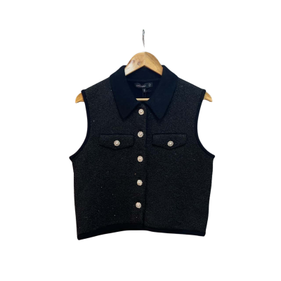 Decjuba Womens  Size M Button Up Top Black  