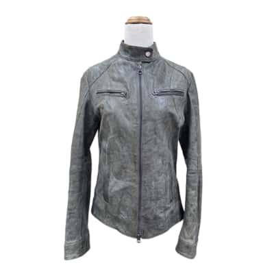 Vera Pelle Womens Leather Jacket Size 44 Olive 