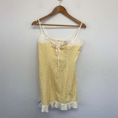 Boohoo Lemon Contrast Polka DoT Mini Dress  Size 12 