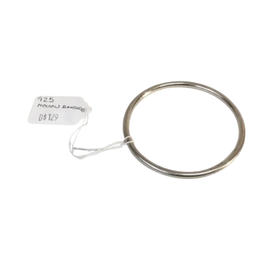 Sterling Silver Hollow Bangle Approx  6cm diameter