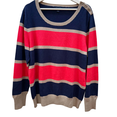 Tommy Hilfiger unisex  Size XXL Long Sleeve Shirt Beige / Navy Blue / Orange 